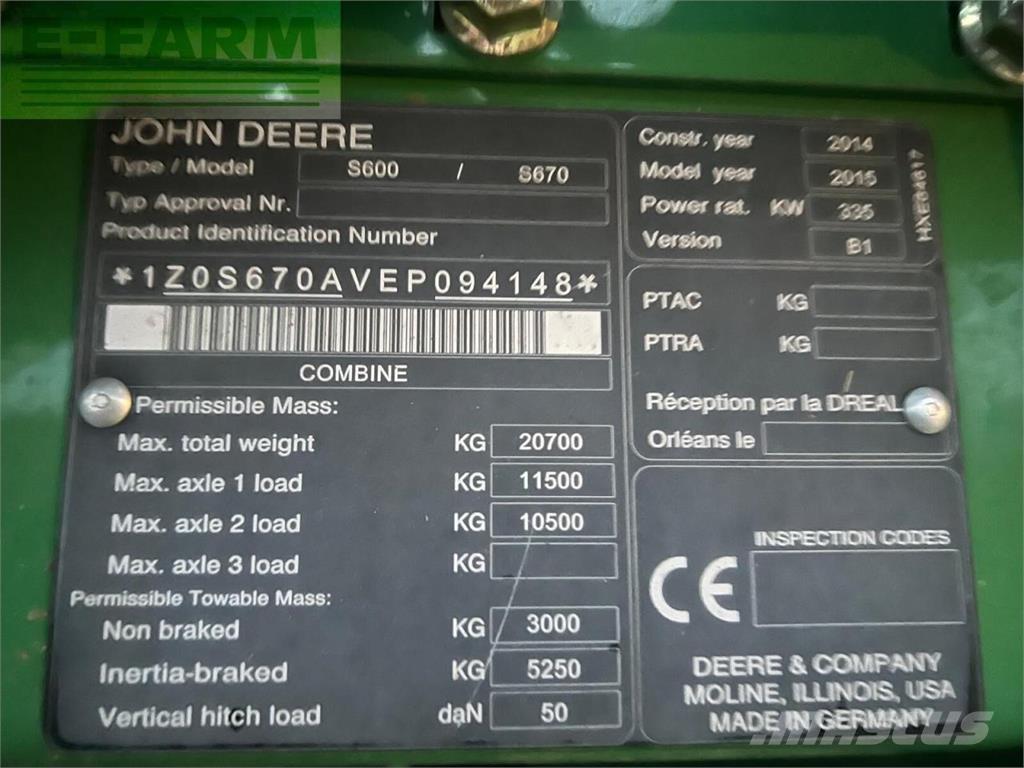 John Deere s670i Cosechadoras combinadas