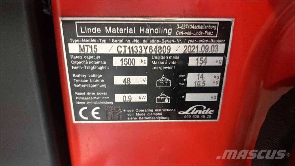Linde MT15 Carretillas de horquilla eléctrica