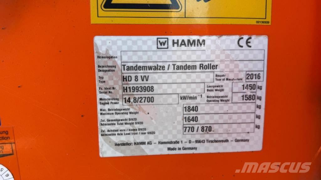 Hamm HD 8 VV Rodillos de doble tambor