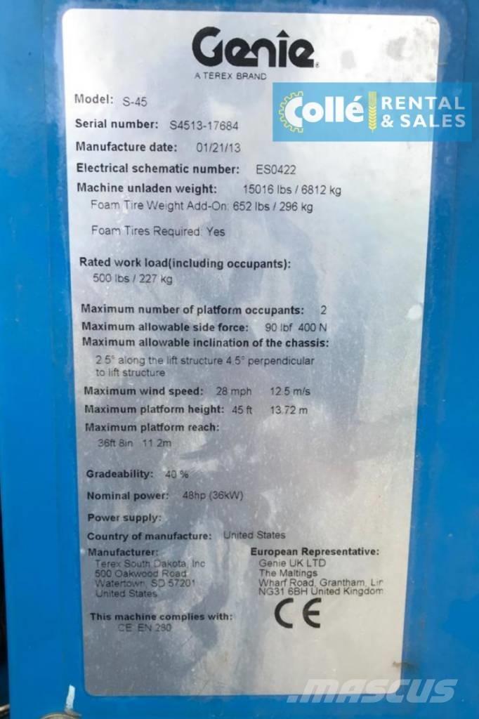 Genie S-45 | 2013 Plataformas con brazo de elevación telescópico