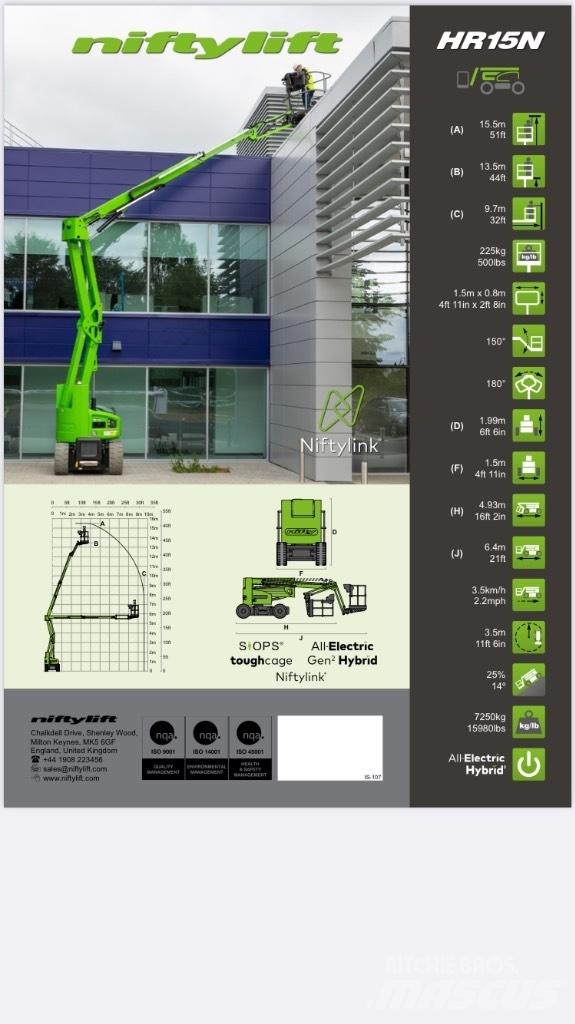 Niftylift HR 15NE Plataformas con brazo de elevación manual