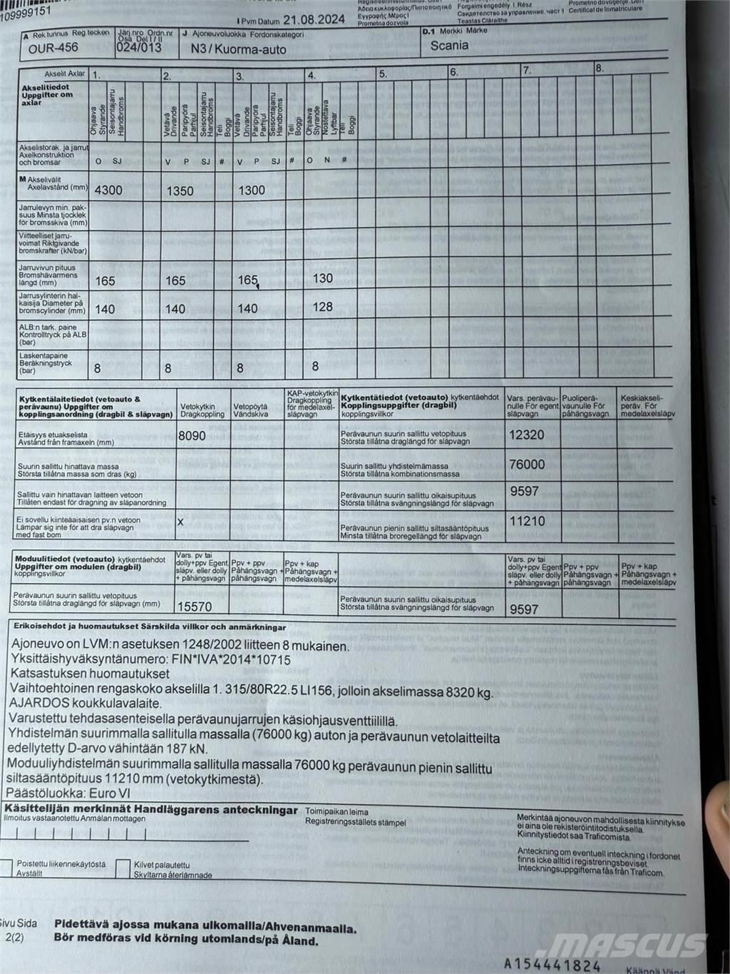 Scania R730 8x4 Camiones elevadores de gancho