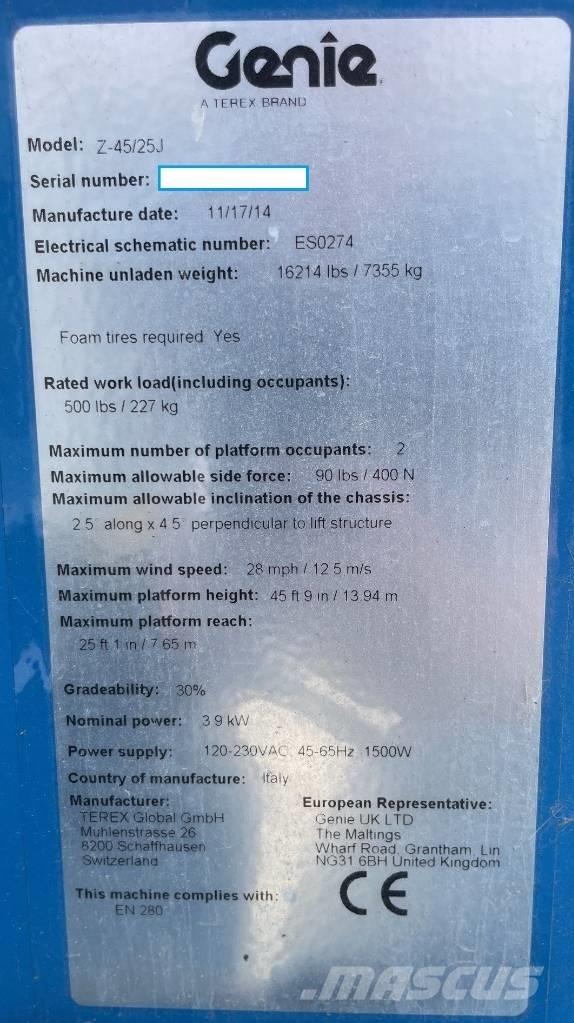 Genie Z 45/25 J Plataformas con brazo de elevación manual