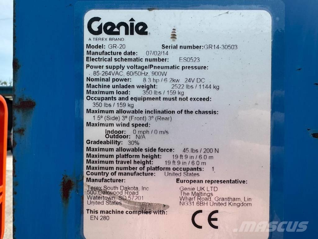 Genie GR 20 Plataformas con jaula de elevación