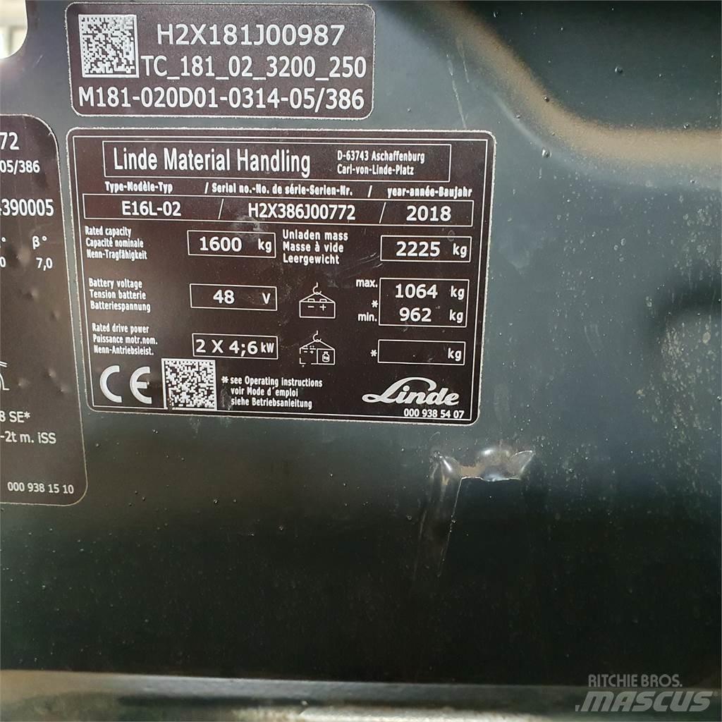 Linde E16L Carretillas de horquilla eléctrica