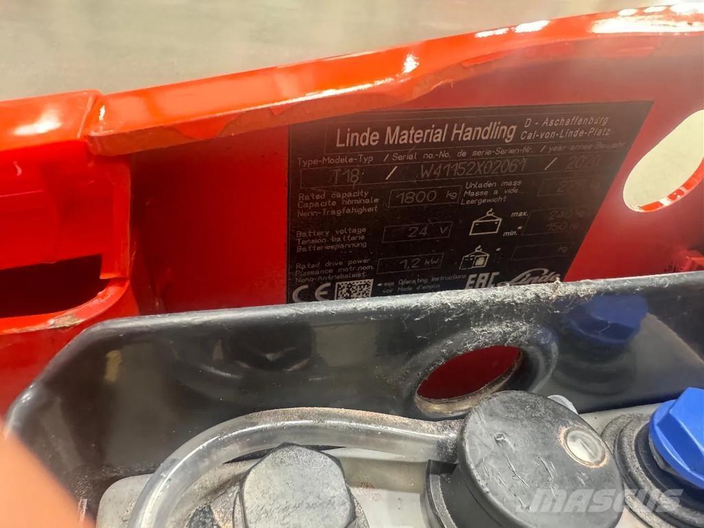 Linde T 18 Montacargas de baja elevación