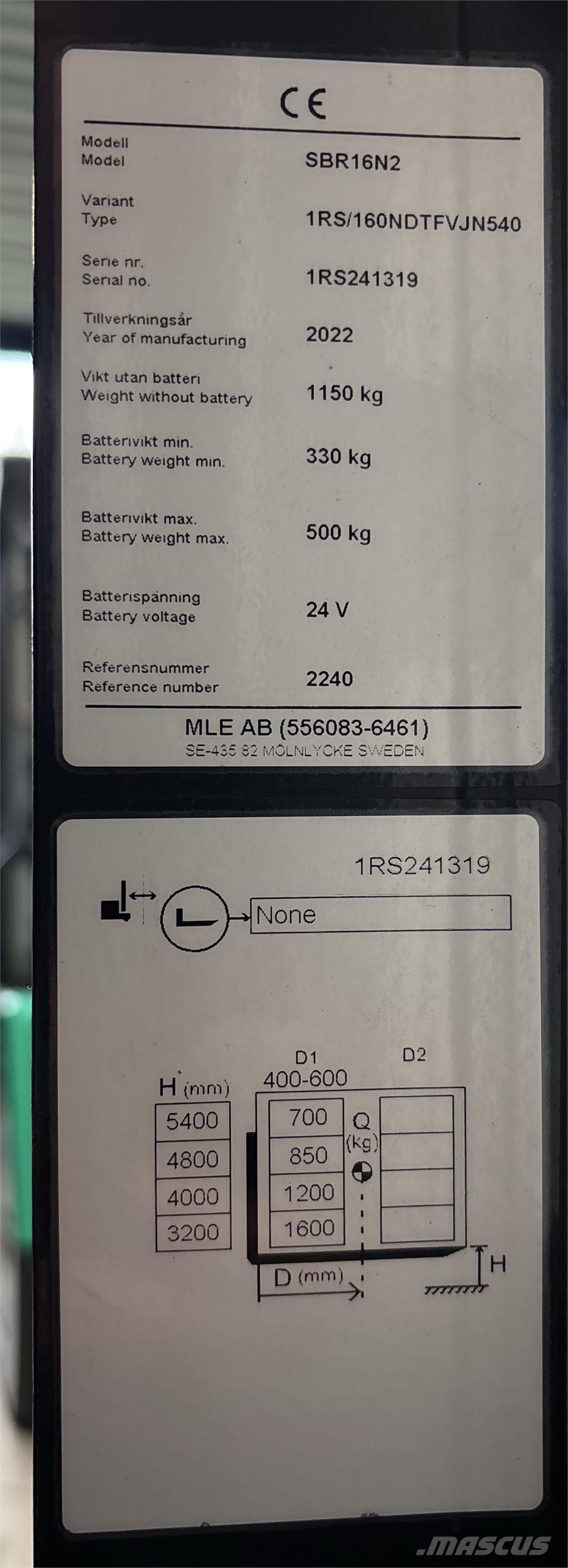 Mitsubishi SBR16N2 Apiladoras eléctricos