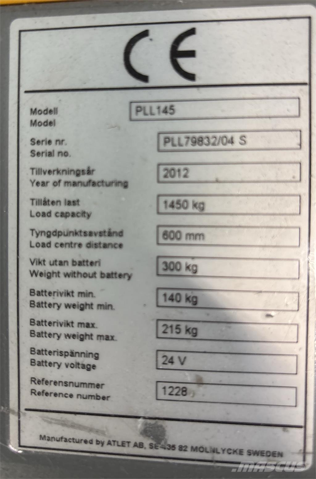 Atlet PLL145 Montacargas manual