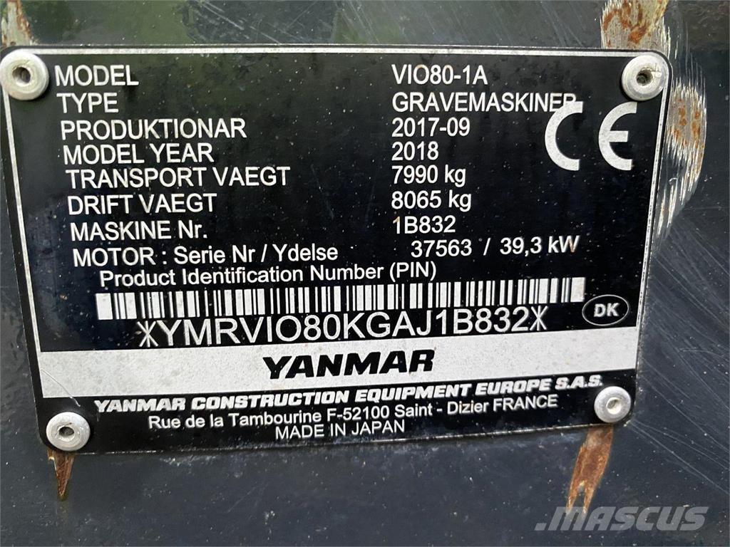 Yanmar VIO80-1A Excavadoras de ruedas