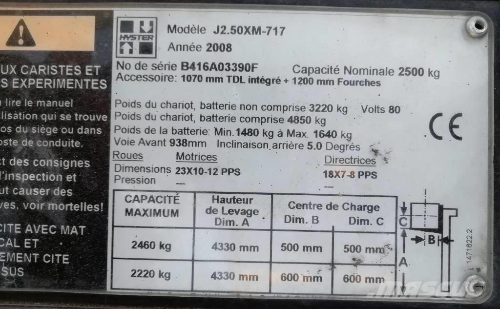 Hyster J 2.50 XM Carretillas de horquilla eléctrica