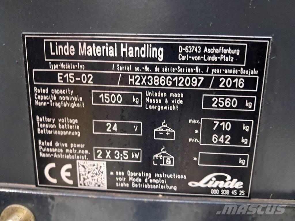 Linde E15-02 Carretillas de horquilla eléctrica