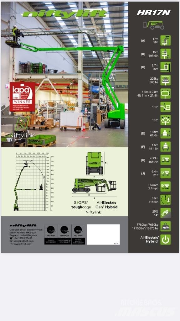 Niftylift HR 17NE Plataformas con brazo de elevación manual