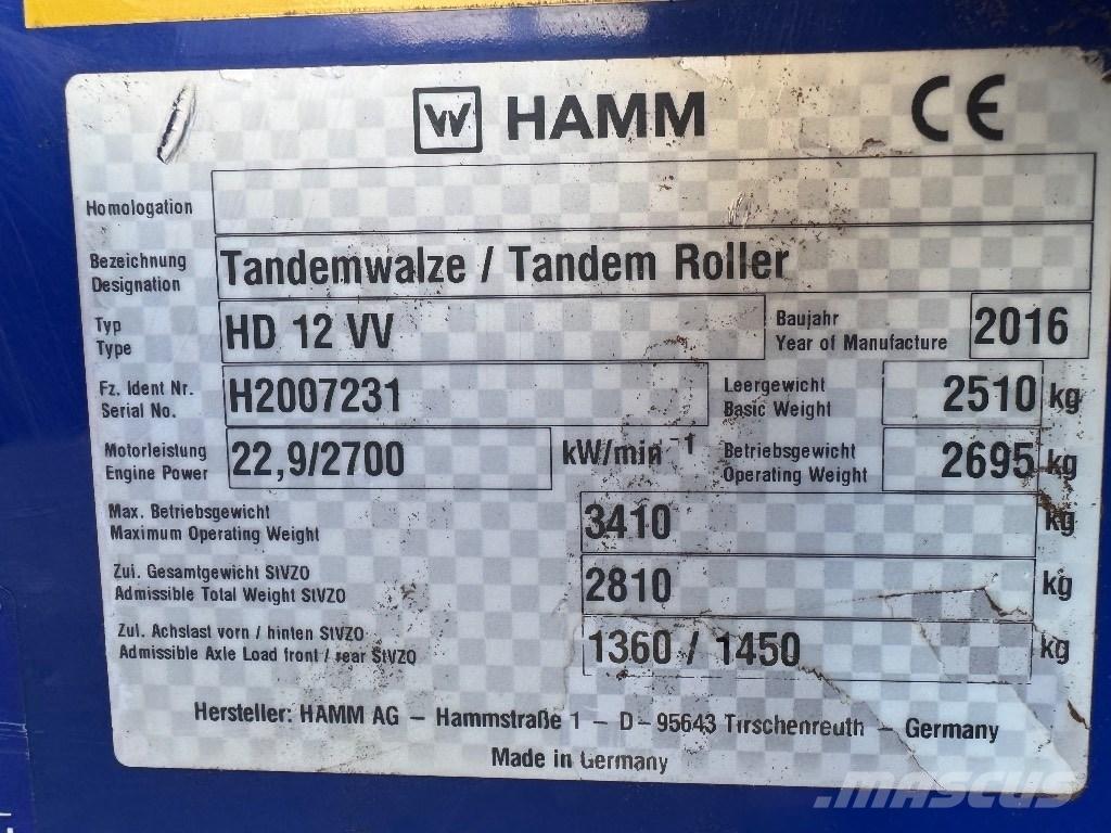 Hamm HD 12 VV Rodillos de doble tambor