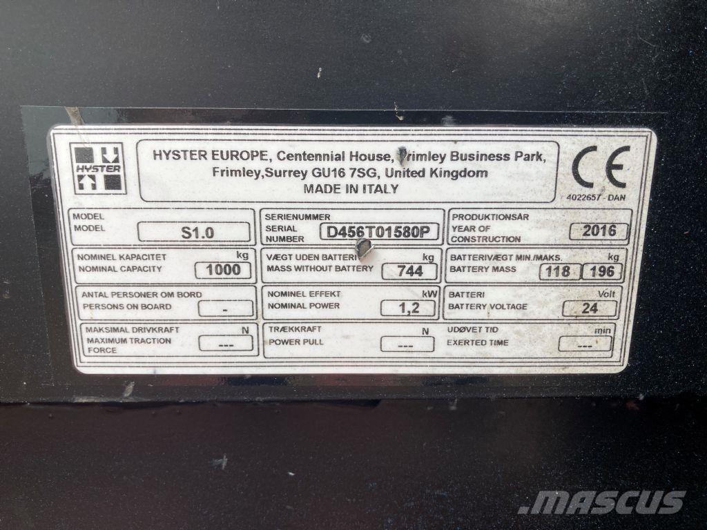 Hyster S 1.0 Montacargas manual