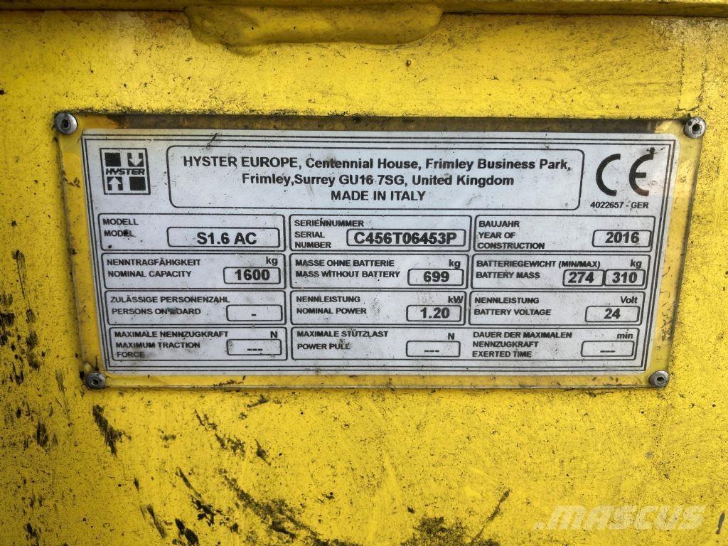 Hyster S 1.6 AC Montacargas manual