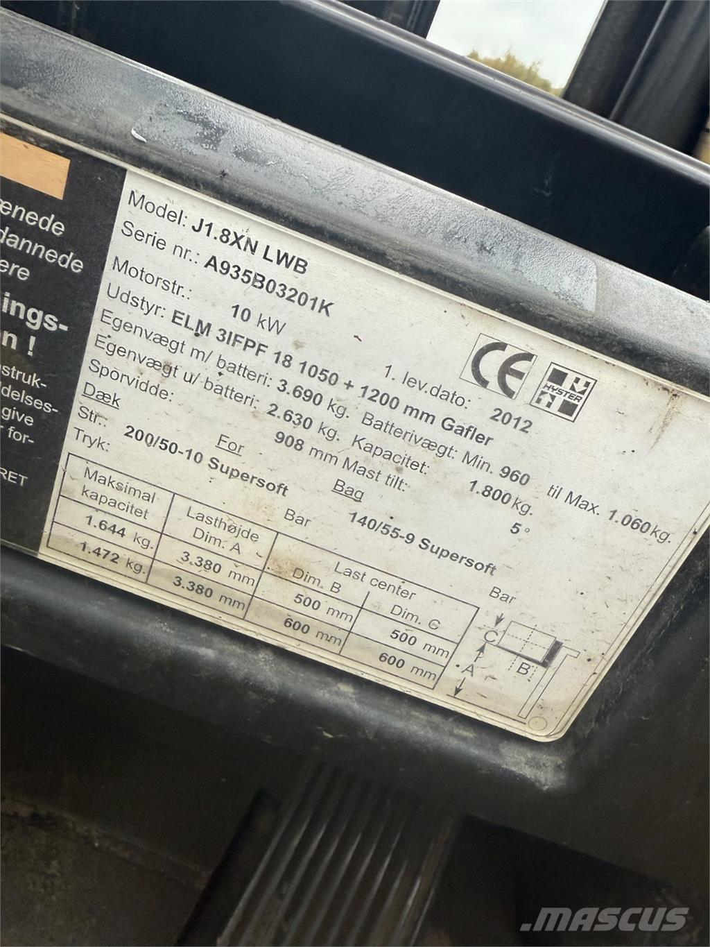 Hyster J1.8XN Carretillas de horquilla eléctrica