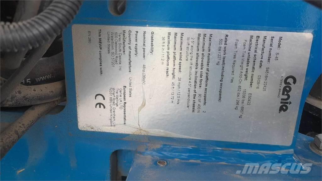 Genie S45 Plataformas con brazo de elevación telescópico