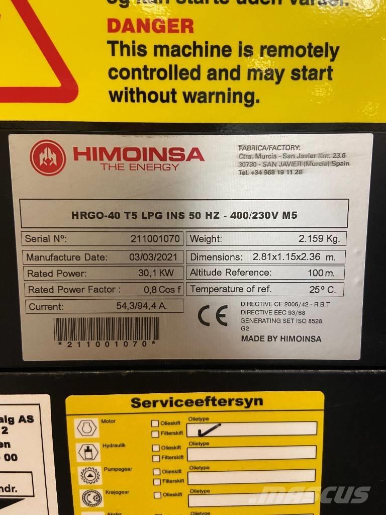 Himoinsa HRGO-40 T5 LPG Generadores de gas