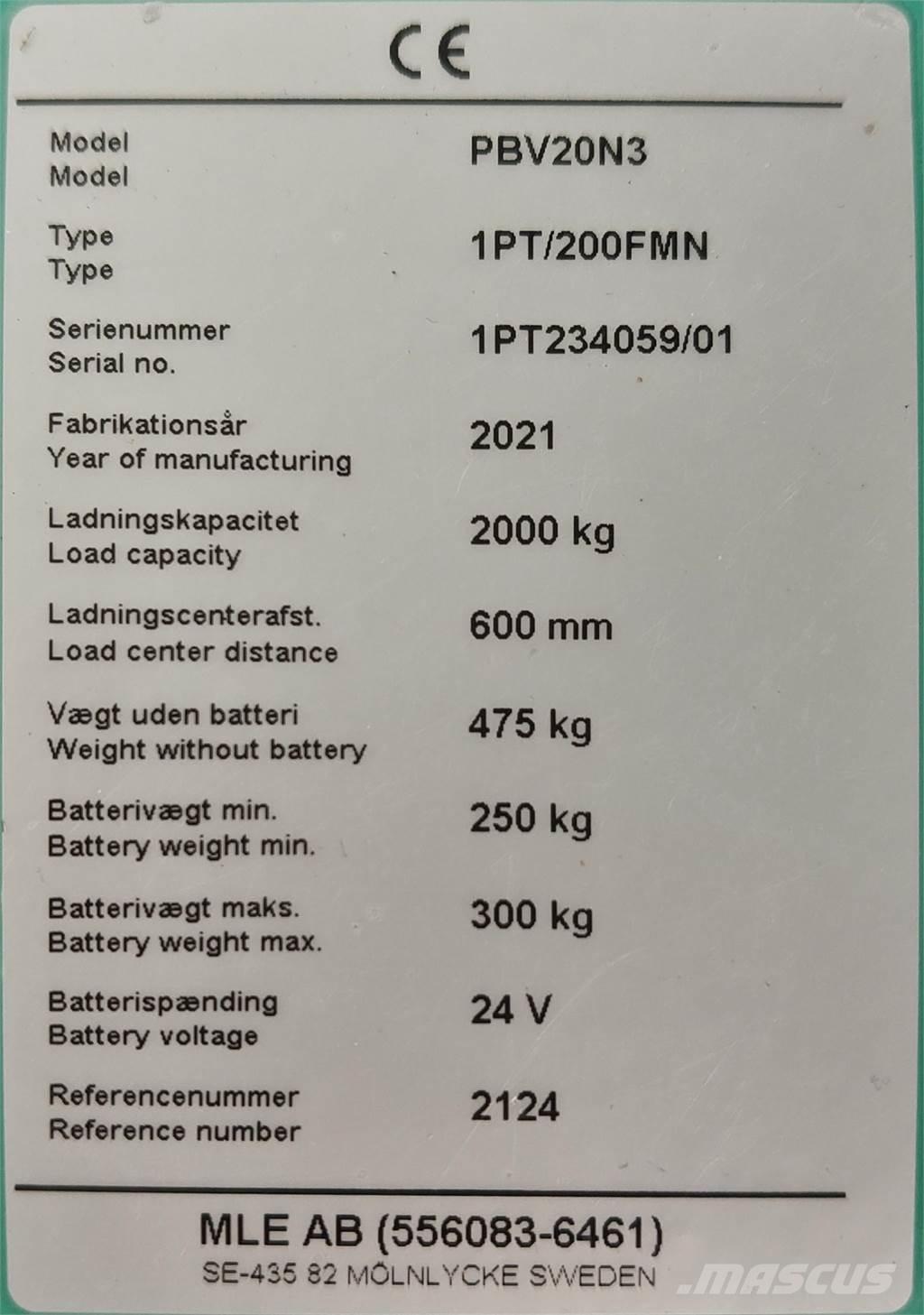 Mitsubishi PBV20N3 Montacargas - otros