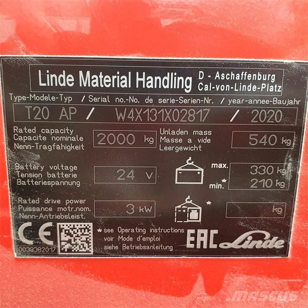 Linde T20AP kurz Montacargas de baja elevación