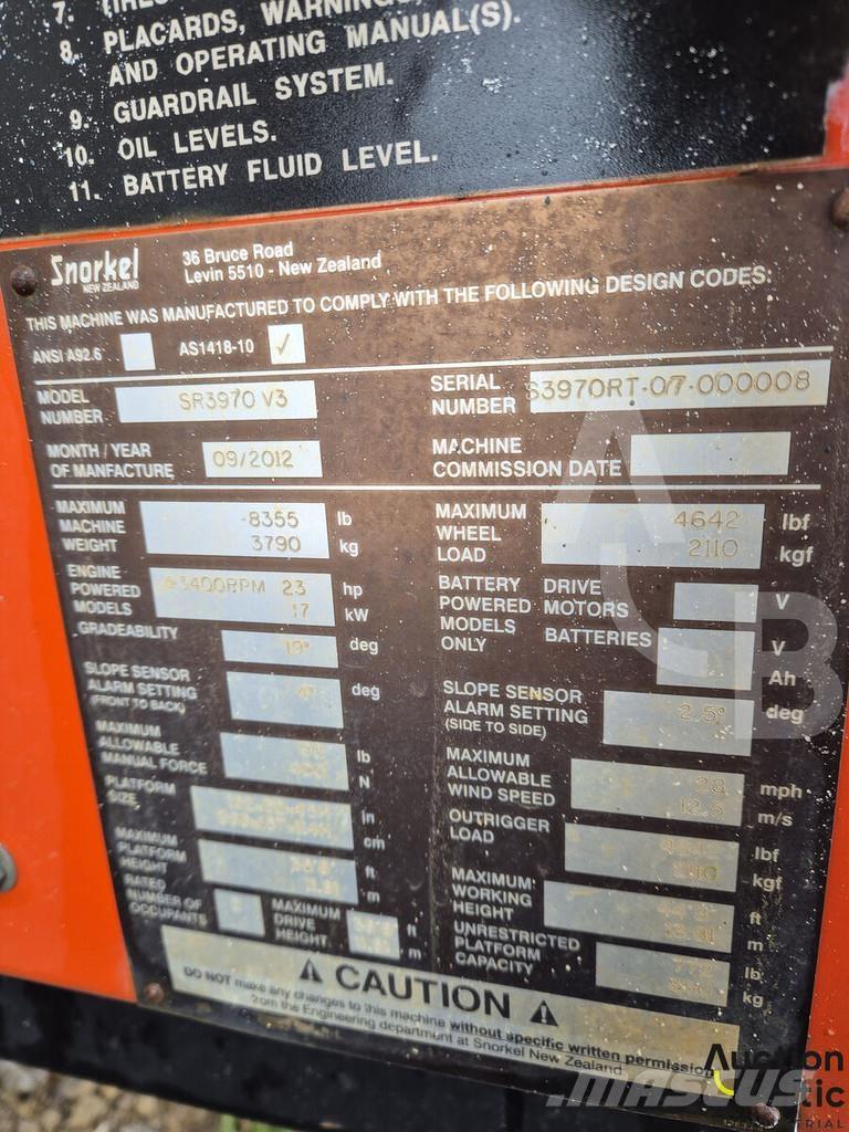 Snorkel S3970RT Plataformas tijera