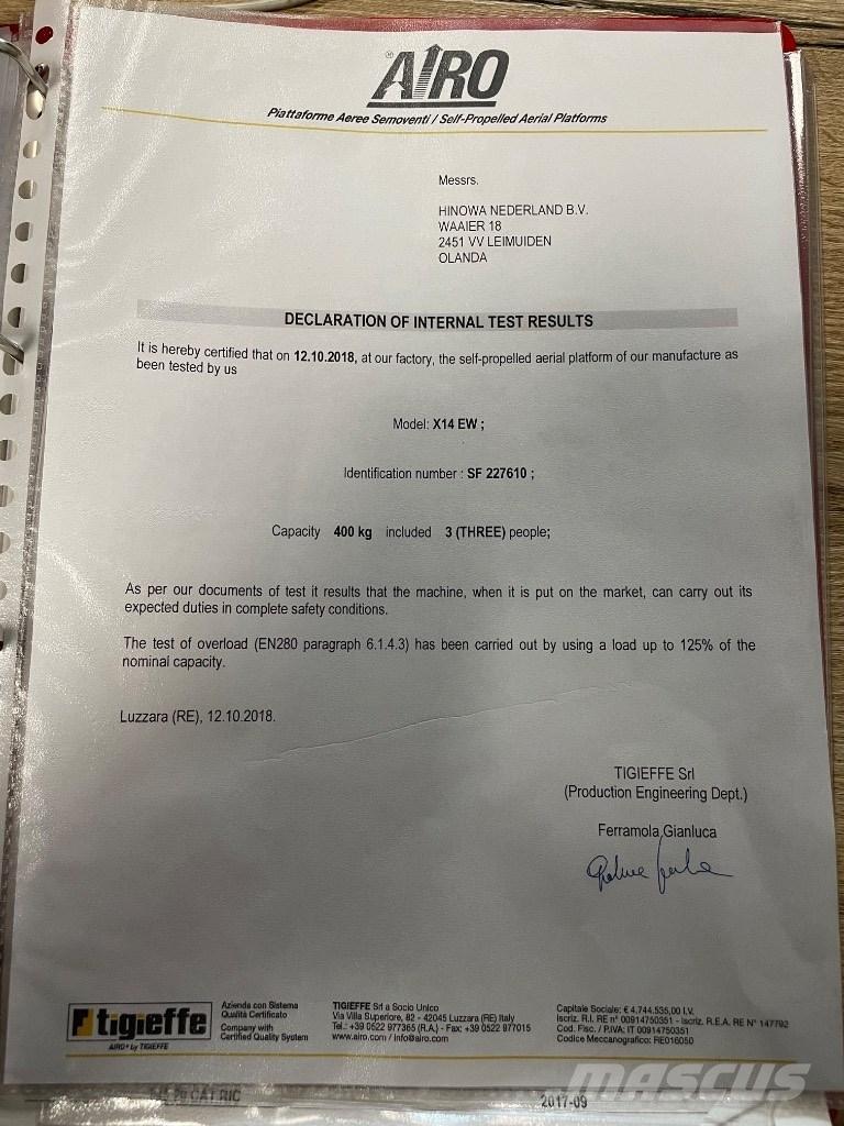 Airo X 14 EW Plataformas tijera