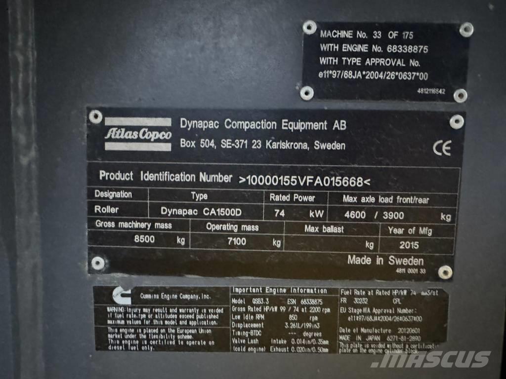 Dynapack CA1500D Rodillos de un solo tambor