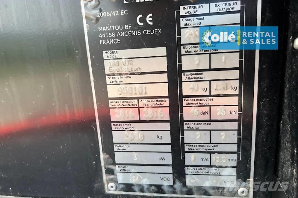 Manitou 100 VJR | 2014 Plataformas con brazo de elevación manual