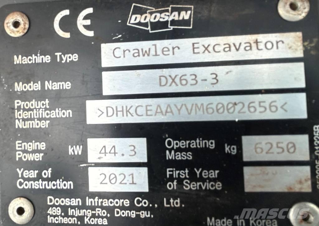 Doosan DX63-3 Excavadoras sobre orugas