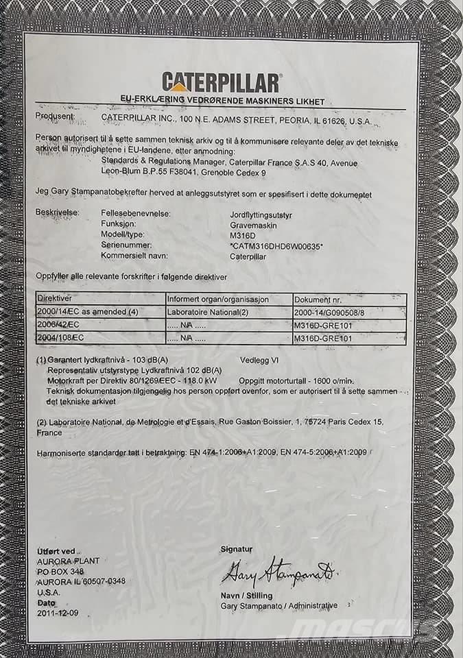 CAT M 316 D Excavadoras de ruedas