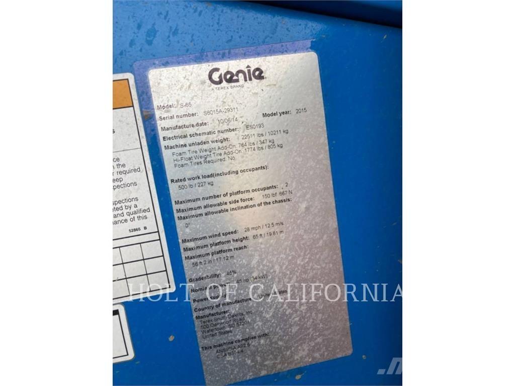 Genie BOOM S65 Plataformas con brazo de elevación manual