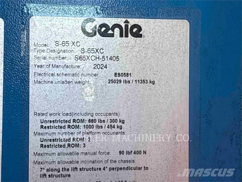 Genie S65XC Plataformas con brazo de elevación manual