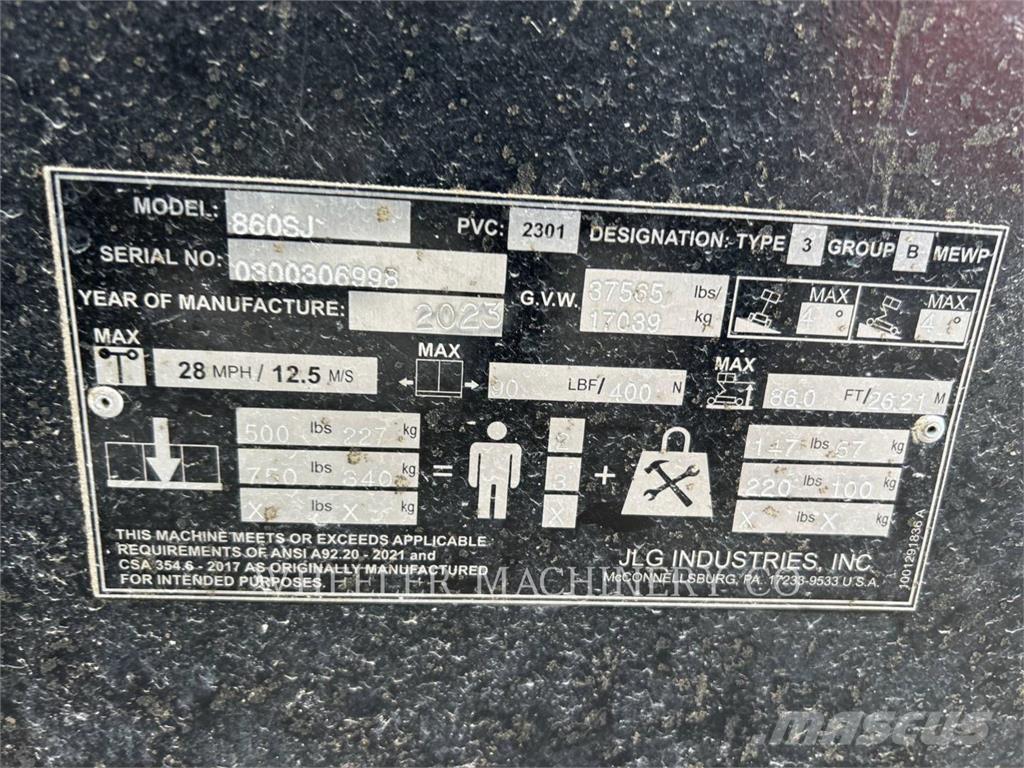 JLG 860SJ SP Plataformas con brazo de elevación manual