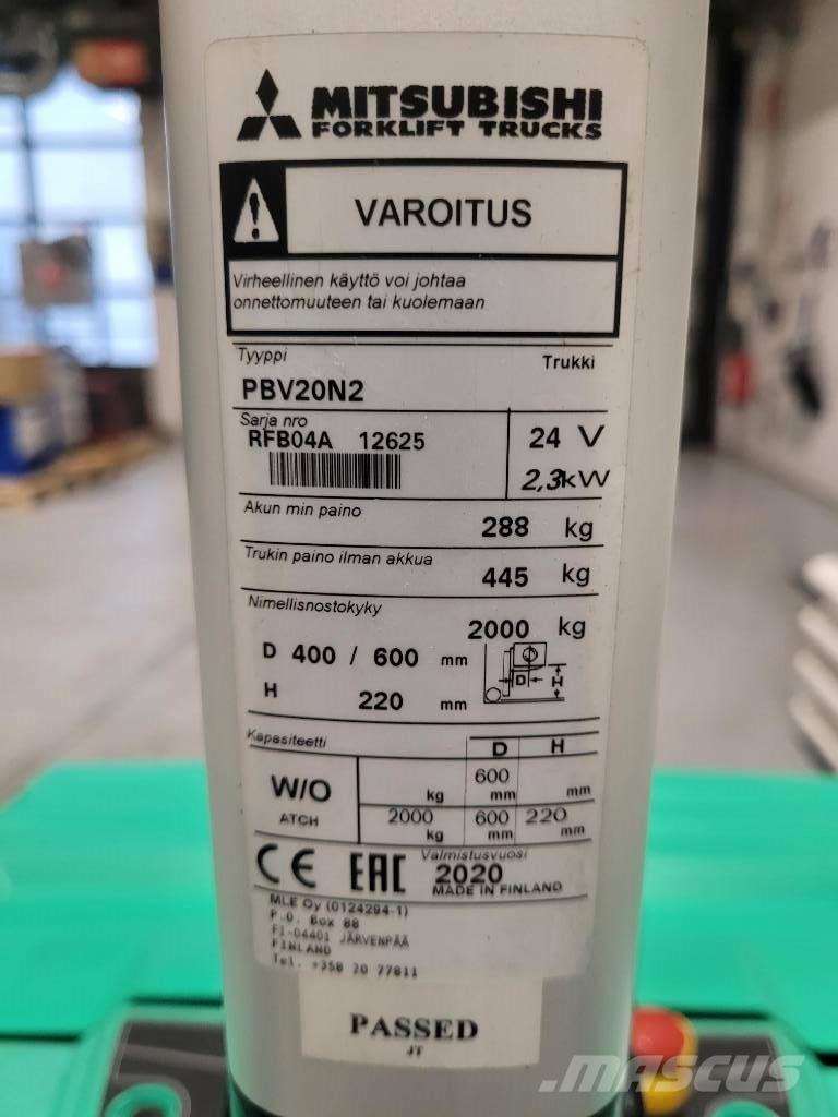 Mitsubishi PBV 20 N2 Montacargas con plataformas de baja elevación