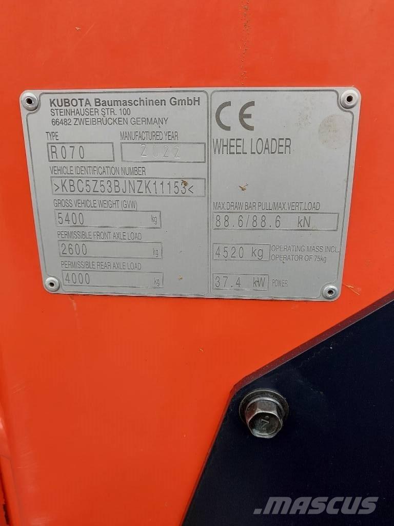 Kubota R 070 Cargadoras sobre ruedas