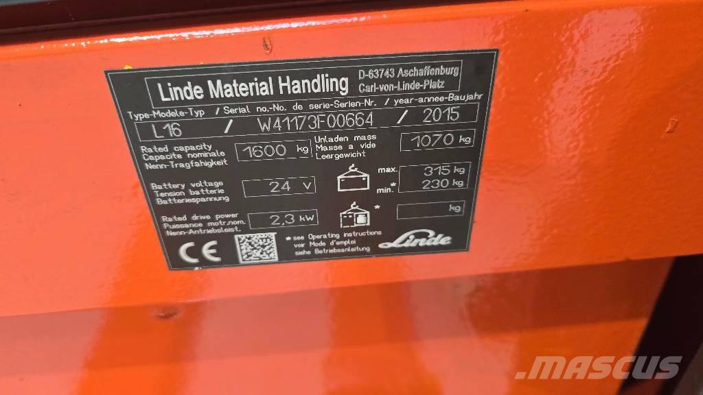 Linde L 16 Montacargas manual