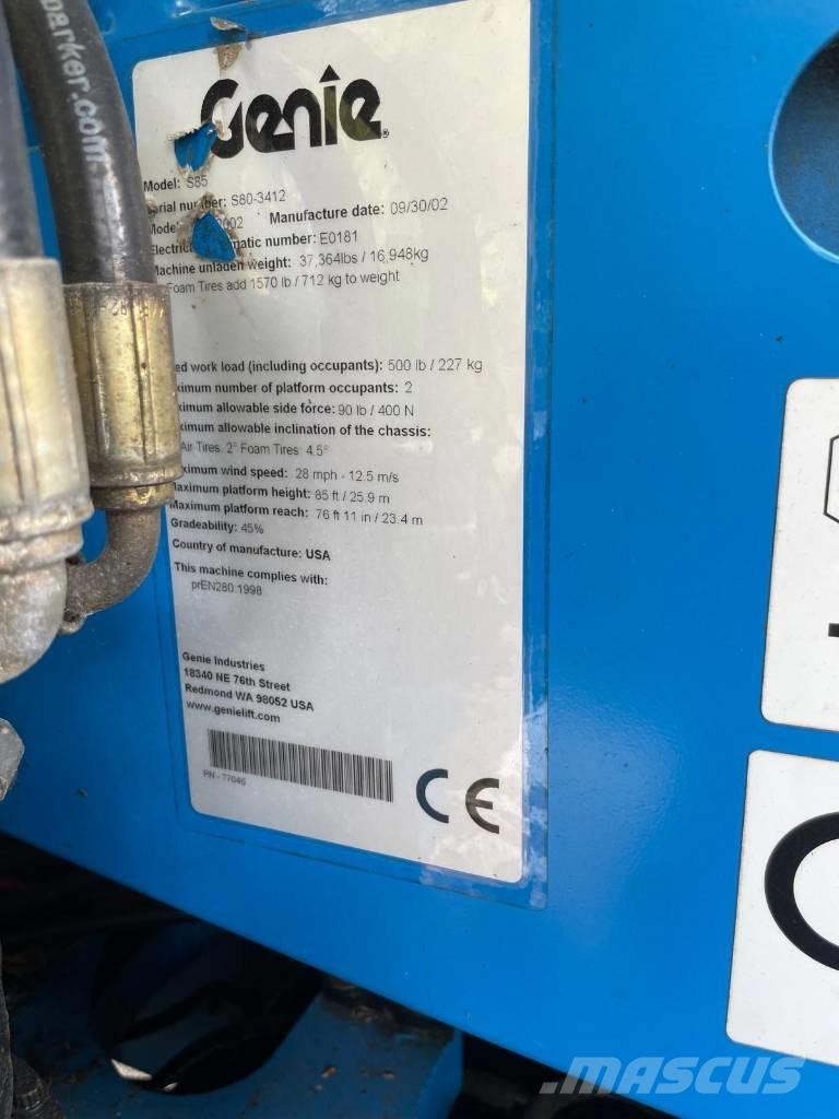 Genie S 85 Plataformas con brazo de elevación telescópico