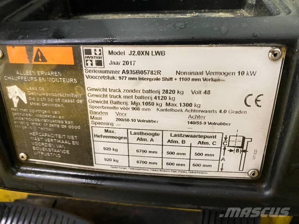 Hyster J 2.0 XNT LWB Carretillas de horquilla eléctrica