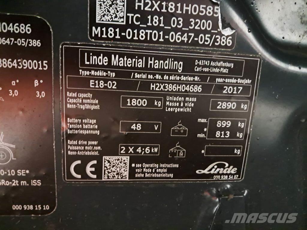 Linde E18-02 Carretillas de horquilla eléctrica