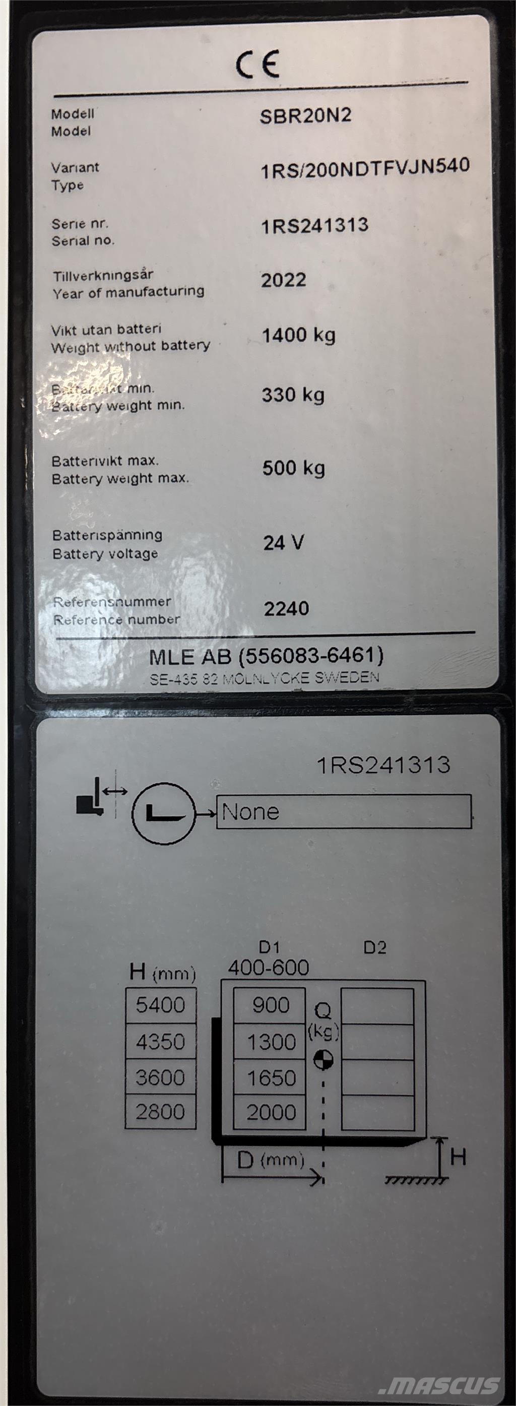 Mitsubishi SBR20N2 Apiladoras eléctricos