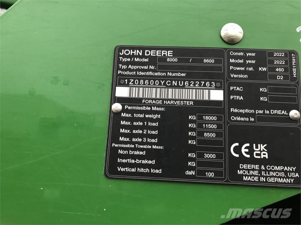 John Deere 8600 Cosechadoras de forraje autopropulsadas