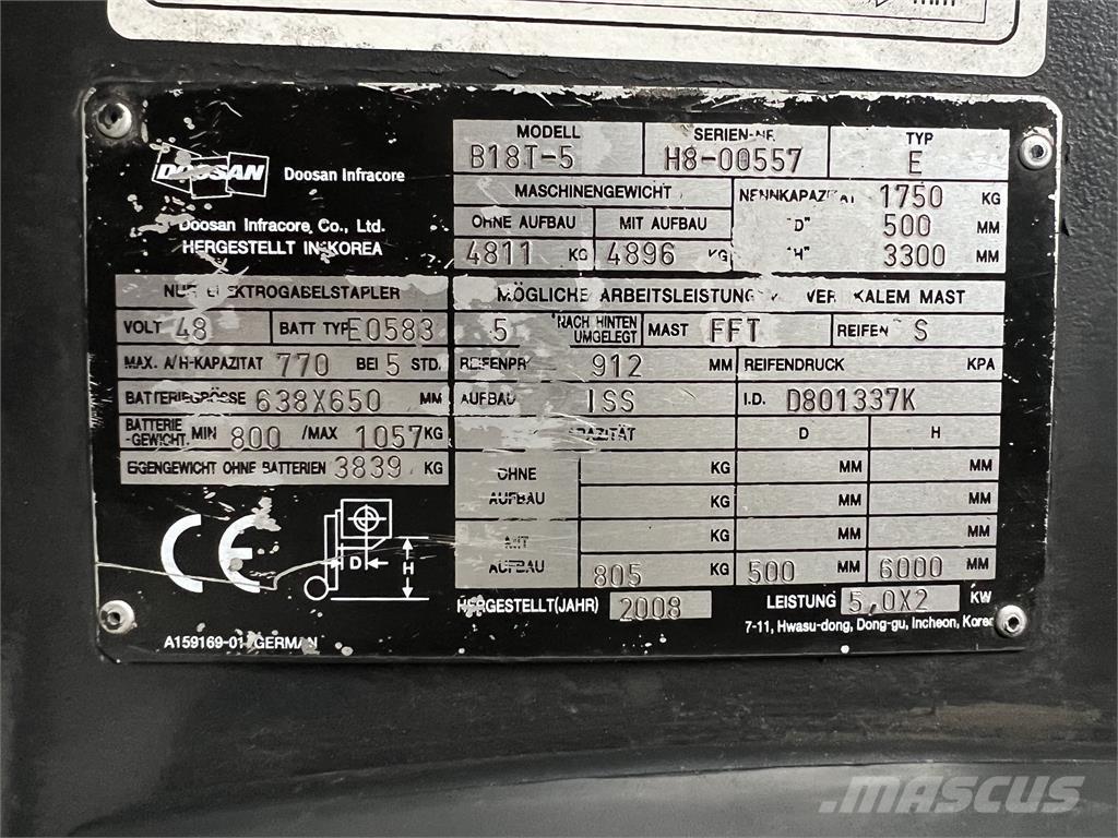 Doosan B18T-5 Carretillas de horquilla eléctrica