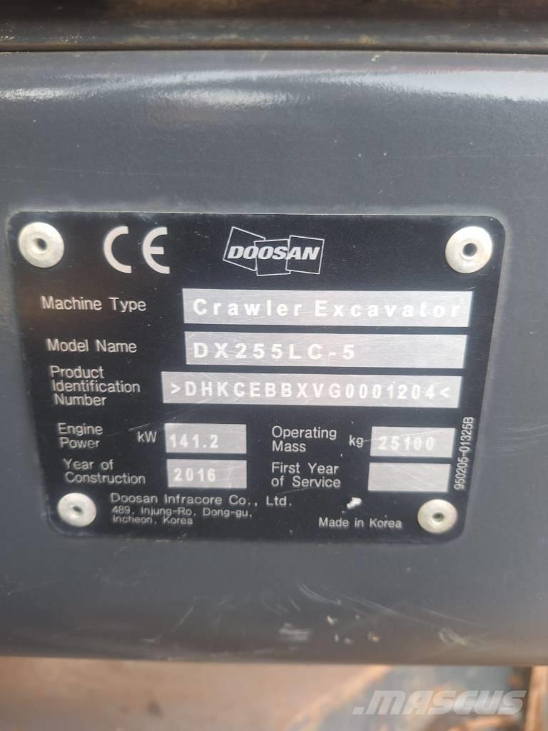Doosan DX 255 LC-5 Excavadoras sobre orugas