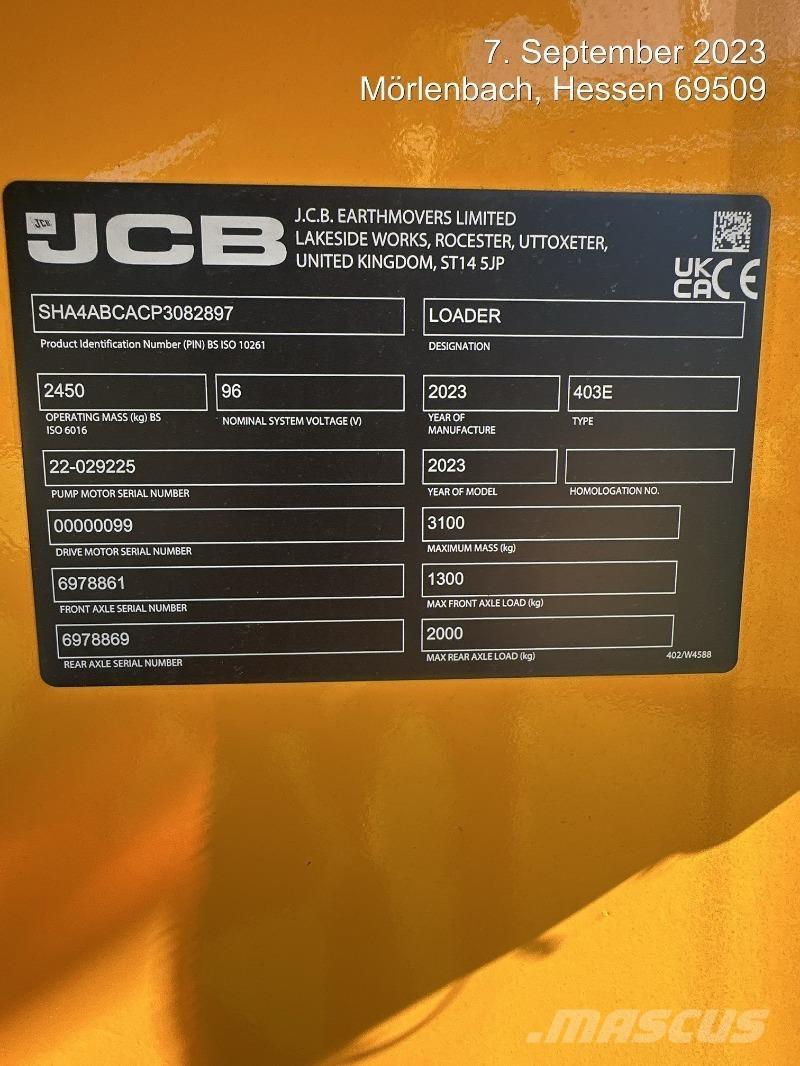 JCB 403E Elektro Cargadoras sobre ruedas