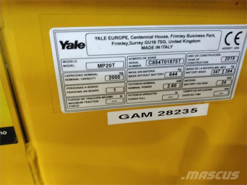 Yale MP20T Montacargas recogepedidos de media altura