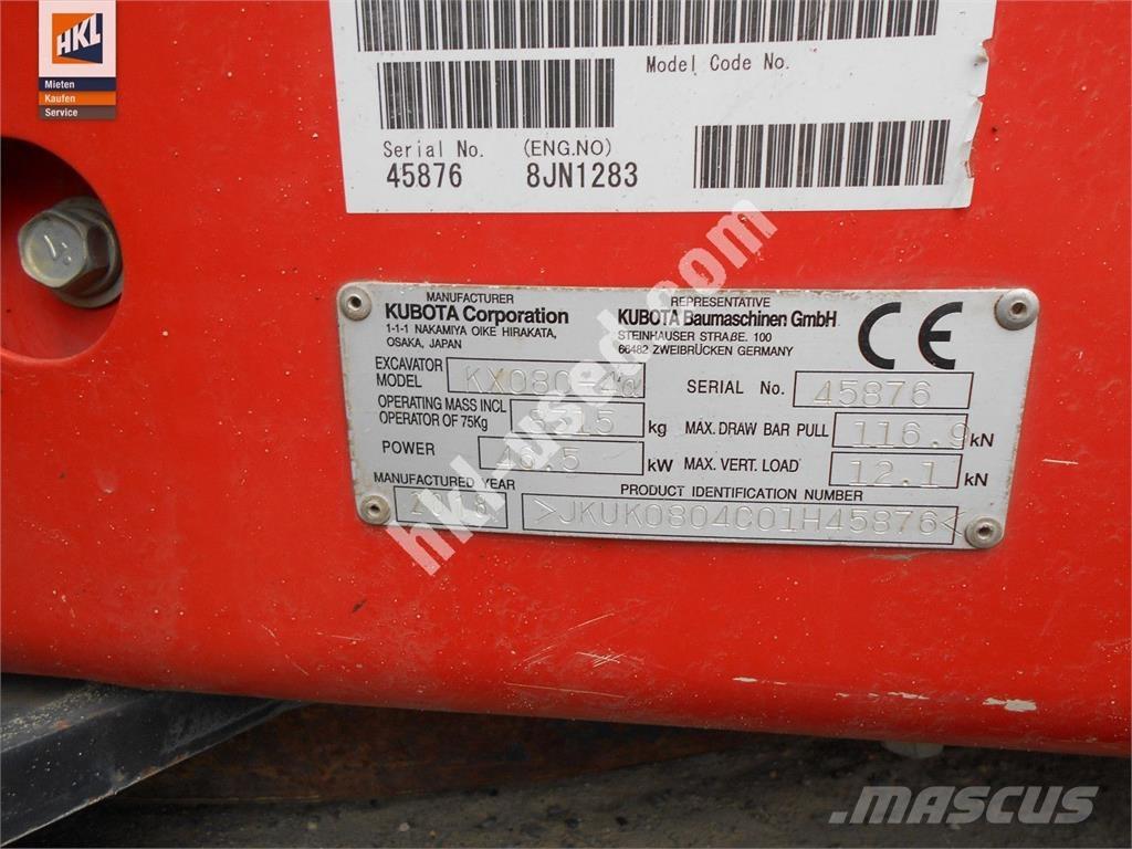Kubota KX 080-4 Miniexcavadoras