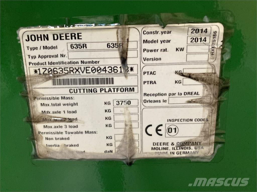John Deere 635R Cabezales de cosechadoras combinadas