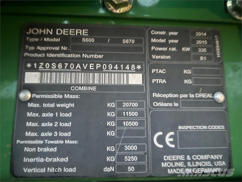 John Deere S670i Cosechadoras combinadas