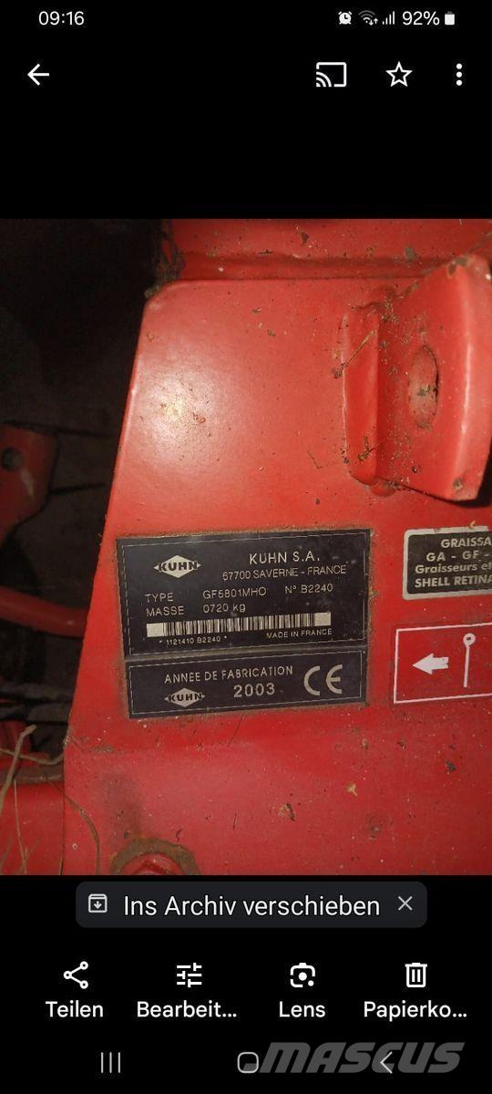 Kuhn GF 5801 MHO Rastrilladoras y rastrilladoras giratorias