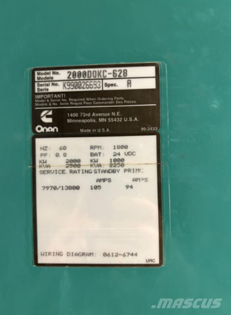 Cummins 2000DQKC-628 Generadores diésel